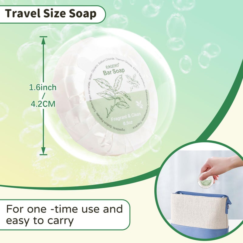 RAQEHO 120 Mini Bar Soap Bulk - Travel Soap Individually Wrapped Body Bath Gentle Soap Bars Men Women Travel Size Toiletries for Homeless Hotel Essentials for Guest Bathroom Airbnb（Green Tea） - Image 3